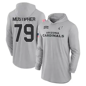 Men's PJ Mustipher Arizona Cardinals Gray 2024 Salute to Service Lightweight Performance Long Sleeve Hooded T-Shirt