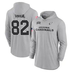 Men's Reggie Virgil Arizona Cardinals Gray 2024 Salute to Service Lightweight Performance Long Sleeve Hooded T-Shirt
