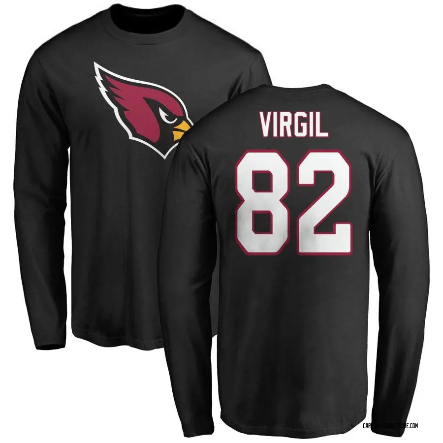 Men's Reggie Virgil Arizona Cardinals Name & Number Logo Long Sleeve T-Shirt - Black