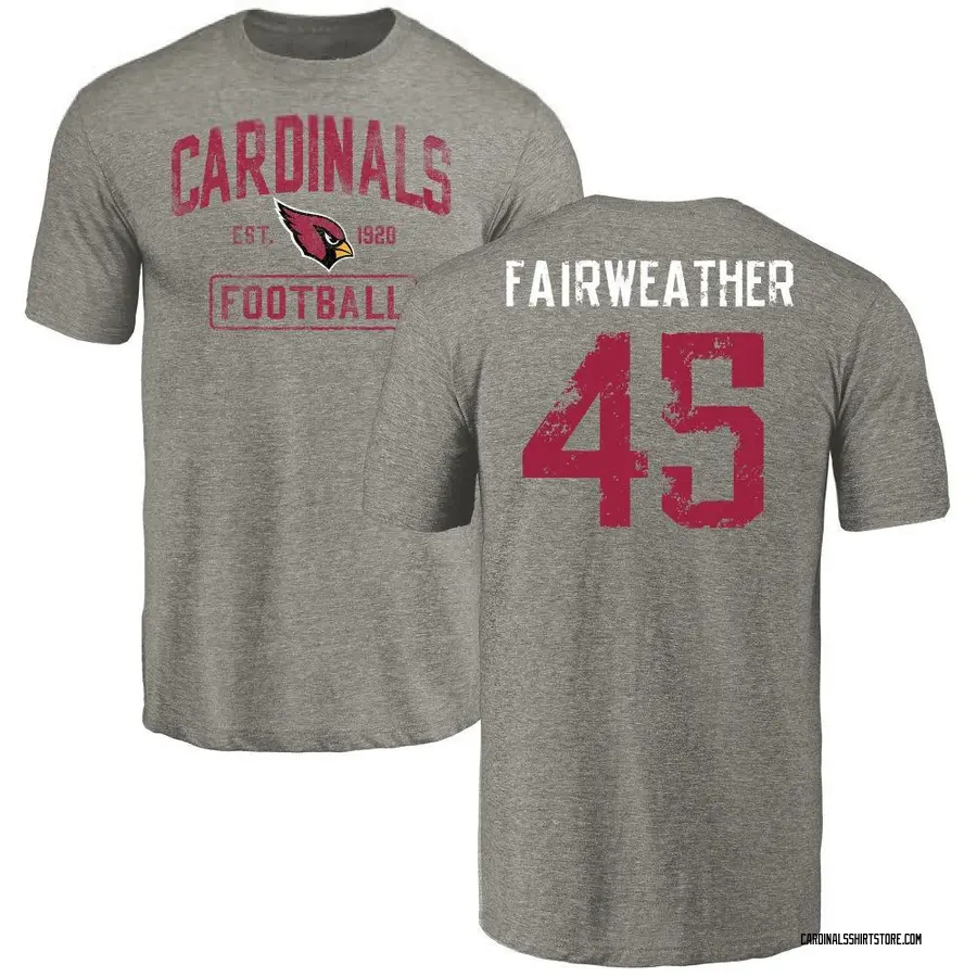 Men's Rivaldo Fairweather Arizona Cardinals Gray Distressed Name & Number Tri-Blend T-Shirt