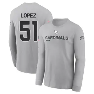 Men's Roy Lopez Arizona Cardinals Gray 2024 Salute to Service Long Sleeve T-Shirt
