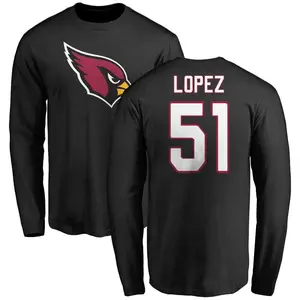 Men's Roy Lopez Arizona Cardinals Name & Number Logo Long Sleeve T-Shirt - Black
