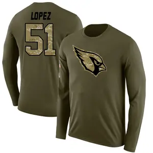Men's Roy Lopez Arizona Cardinals Salute to Service Sideline Olive Legend Long Sleeve T-Shirt
