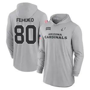 Men's Simi Fehoko Arizona Cardinals Gray 2024 Salute to Service Lightweight Performance Long Sleeve Hooded T-Shirt