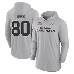 Men's Steven Sims Arizona Cardinals Gray 2024 Salute to Service Lightweight Performance Long Sleeve Hooded T-Shirt