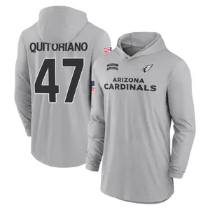 Men's Teagan Quitoriano Arizona Cardinals Gray 2024 Salute to Service Lightweight Performance Long Sleeve Hooded T-Shirt