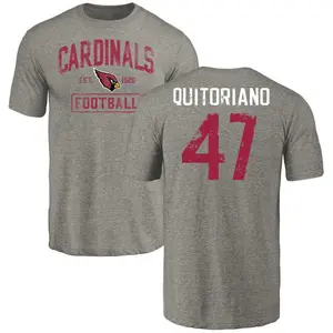 Men's Teagan Quitoriano Arizona Cardinals Gray Distressed Name & Number Tri-Blend T-Shirt