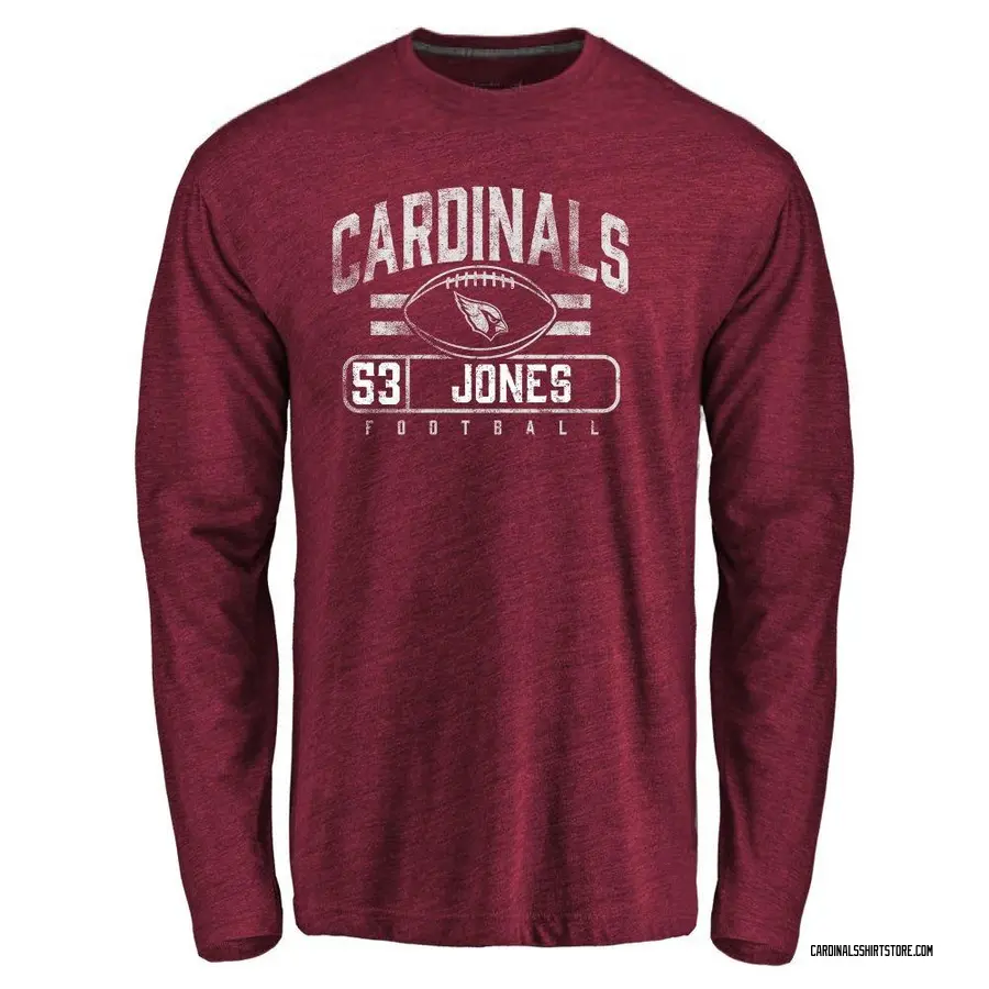 Men's Vi Jones Arizona Cardinals Flanker Tri-Blend Long Sleeve T-Shirt - Garnet
