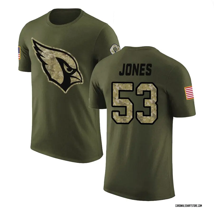 Men's Vi Jones Arizona Cardinals Olive Salute to Service Legend T-Shirt