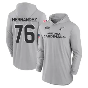 Men's Will Hernandez Arizona Cardinals Gray 2024 Salute to Service Lightweight Performance Long Sleeve Hooded T-Shirt