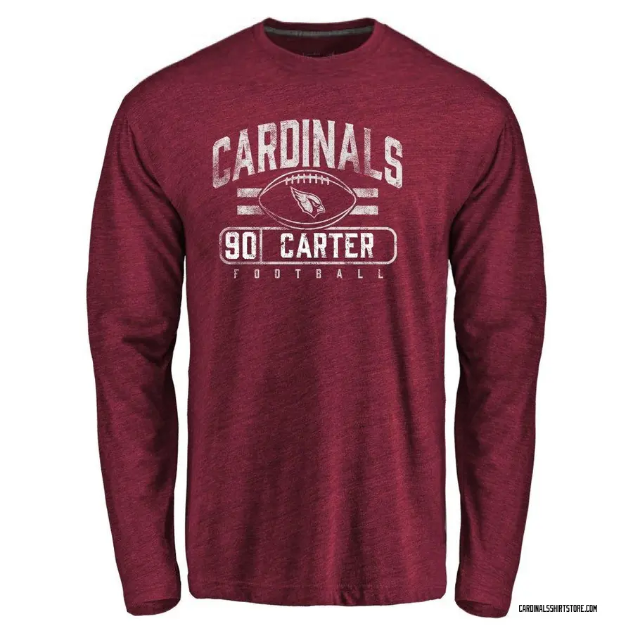 Men's Zachary Carter Arizona Cardinals Flanker Tri-Blend Long Sleeve T-Shirt - Garnet