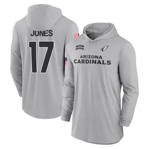 Men's Zay Jones Arizona Cardinals Gray 2024 Salute to Service Lightweight Performance Long Sleeve Hooded T-Shirt