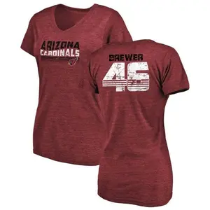 Women's Aaron Brewer Arizona Cardinals Retro Tri-Blend V-Neck T-Shirt - Cardinal