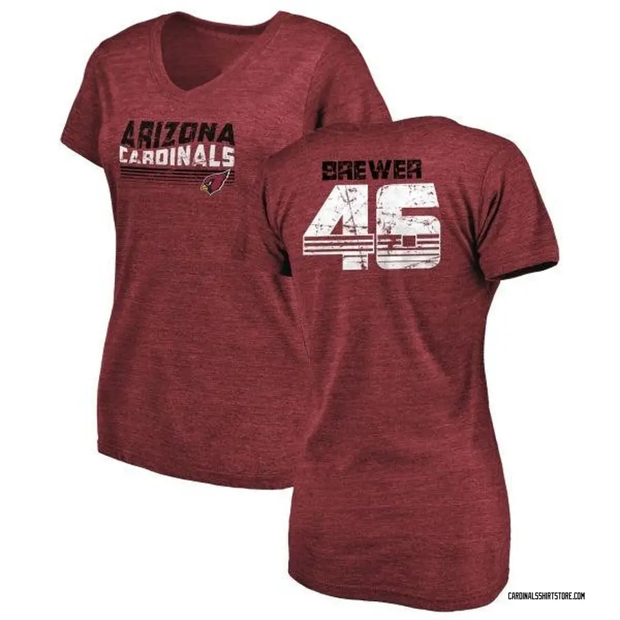 Women's Aaron Brewer Arizona Cardinals Retro Tri-Blend V-Neck T-Shirt - Cardinal