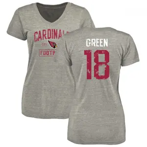 Women's A.J. Green Arizona Cardinals Heather Gray Distressed Name & Number Tri-Blend V-Neck T-Shirt
