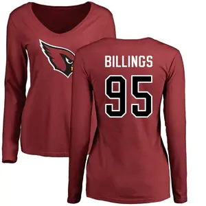 Women's Andrew Billings Arizona Cardinals Name & Number Logo Slim Fit Long Sleeve T-Shirt - Maroon