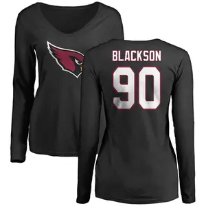 Women's Angelo Blackson Arizona Cardinals Name & Number Logo Slim Fit Long Sleeve T-Shirt - Black