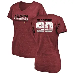 Women's Angelo Blackson Arizona Cardinals Retro Tri-Blend V-Neck T-Shirt - Cardinal