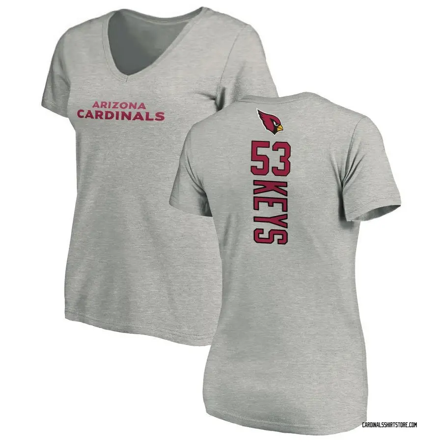 Women's Austin Keys Arizona Cardinals Backer V-Neck T-Shirt - Ash