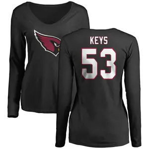 Women's Austin Keys Arizona Cardinals Name & Number Logo Slim Fit Long Sleeve T-Shirt - Black