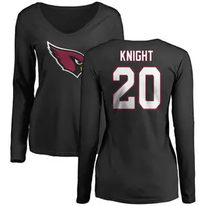 Women's Bam Knight Arizona Cardinals Name & Number Logo Slim Fit Long Sleeve T-Shirt - Black