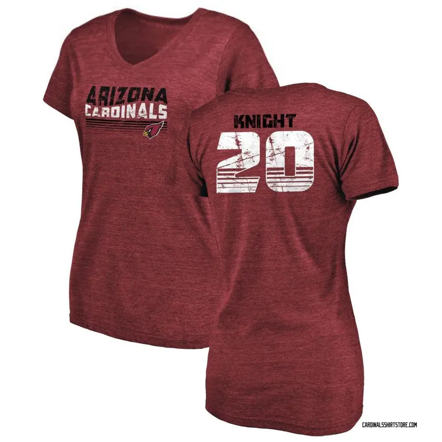 Women's Bam Knight Arizona Cardinals Retro Tri-Blend V-Neck T-Shirt - Cardinal