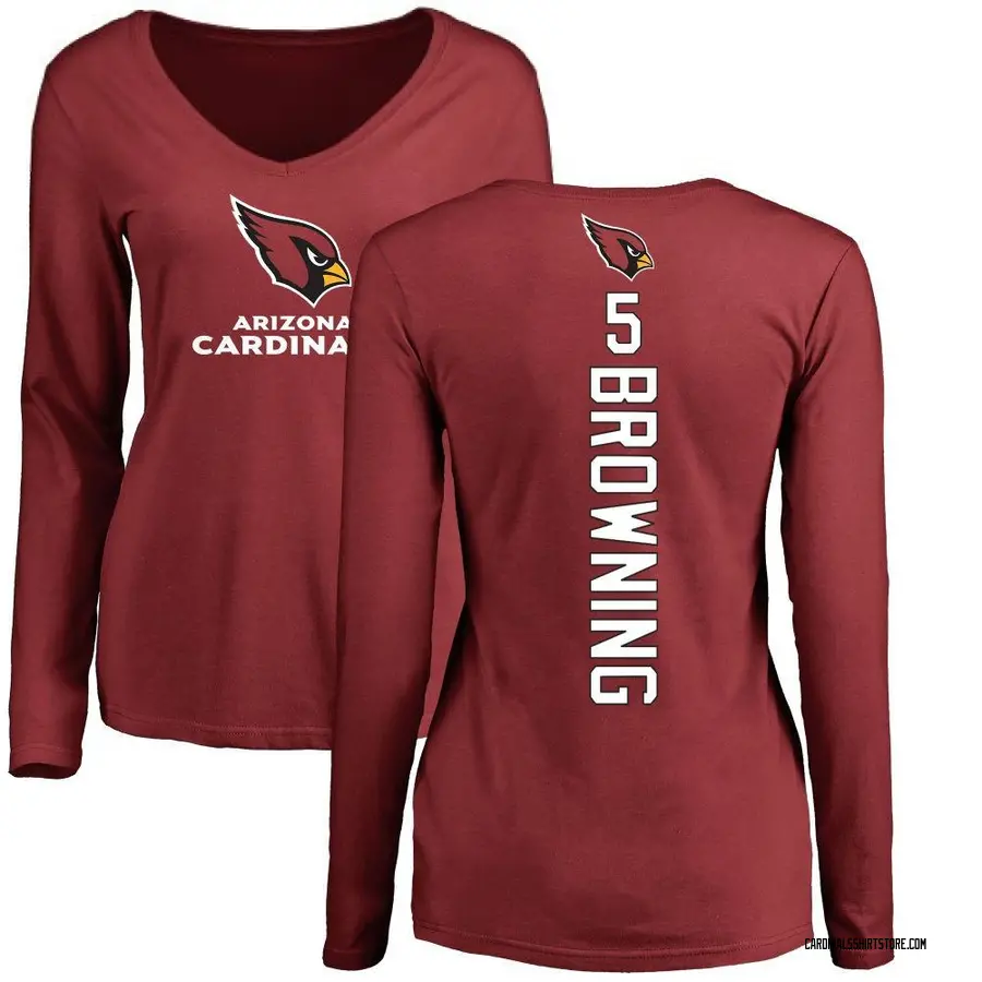 Women's Baron Browning Arizona Cardinals Backer Slim Fit Long Sleeve T-Shirt - Maroon