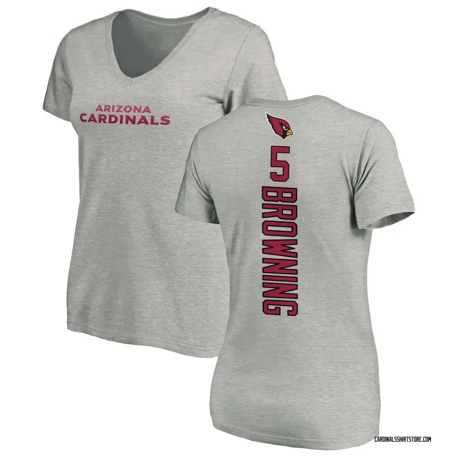 Women's Baron Browning Arizona Cardinals Backer V-Neck T-Shirt - Ash