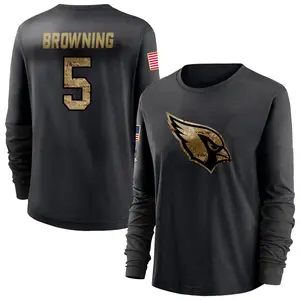 Women's Baron Browning Arizona Cardinals Black 2020 Salute To Service Sideline Performance Long Sleeve T-Shirt