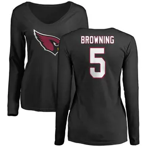Women's Baron Browning Arizona Cardinals Name & Number Logo Slim Fit Long Sleeve T-Shirt - Black