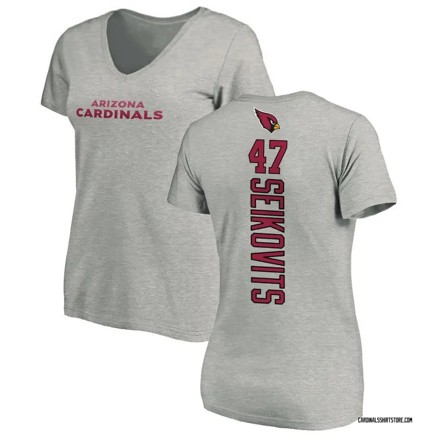 Women's Bernhard Seikovits Arizona Cardinals Backer V-Neck T-Shirt - Ash