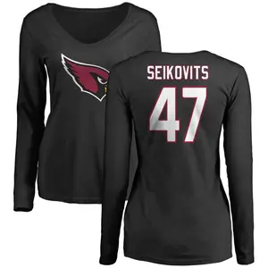 Women's Bernhard Seikovits Arizona Cardinals Name & Number Logo Slim Fit Long Sleeve T-Shirt - Black