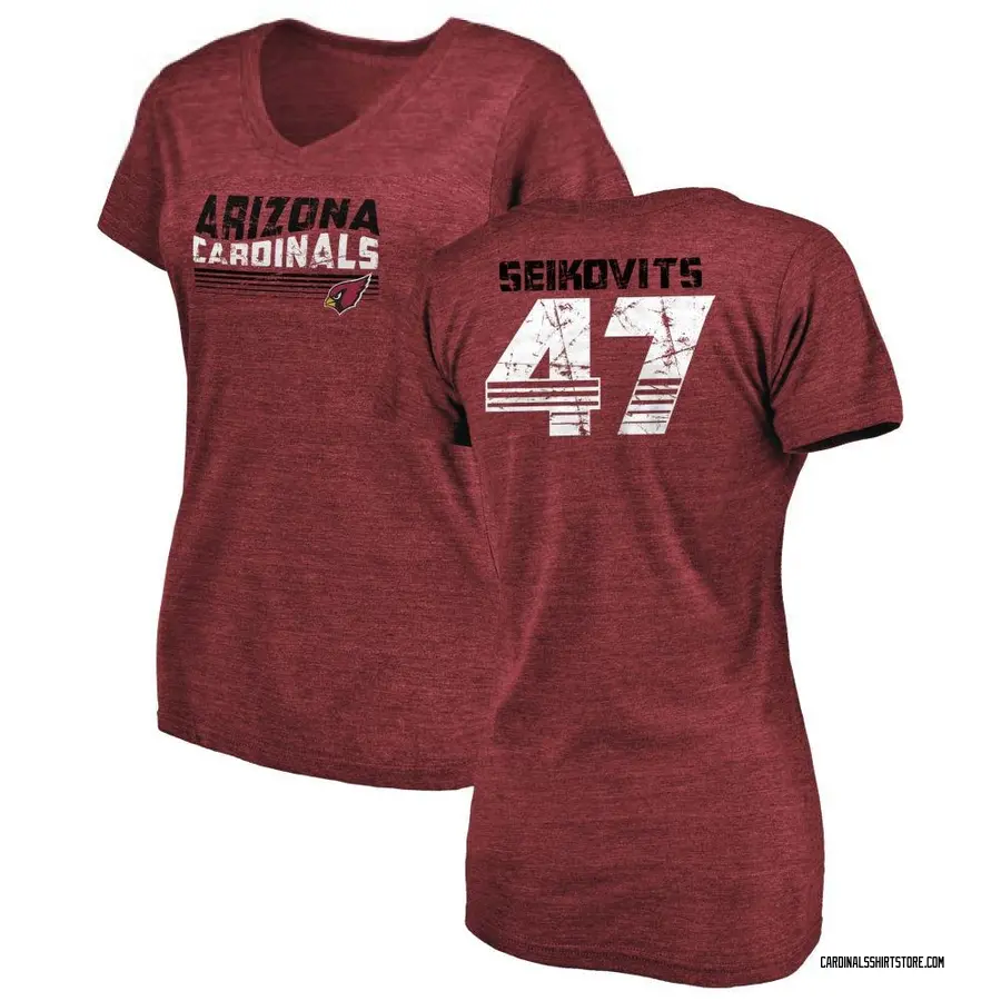 Women's Bernhard Seikovits Arizona Cardinals Retro Tri-Blend V-Neck T-Shirt - Cardinal