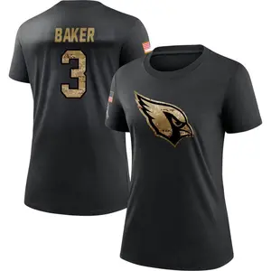 Women's Budda Baker Arizona Cardinals Black 2020 Salute To Service Performance T-Shirt