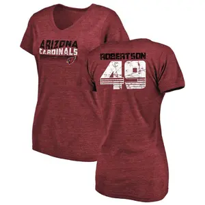 Women's Cameron Robertson Arizona Cardinals Retro Tri-Blend V-Neck T-Shirt - Cardinal