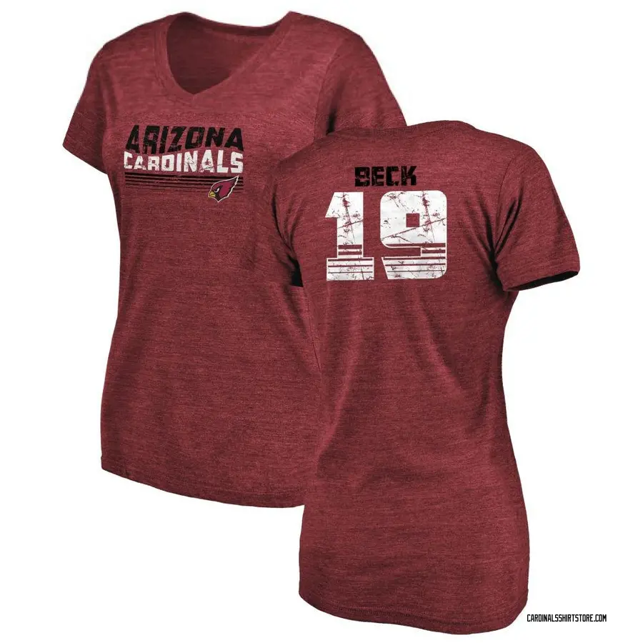 Women's Carson Beck Arizona Cardinals Retro Tri-Blend V-Neck T-Shirt - Cardinal