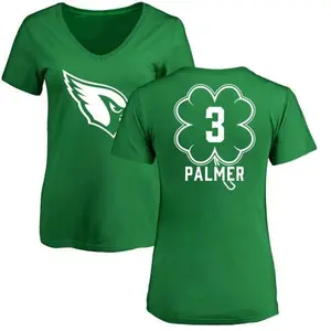 Women's Carson Palmer Arizona Cardinals Green St. Patrick's Day Name & Number V-Neck T-Shirt