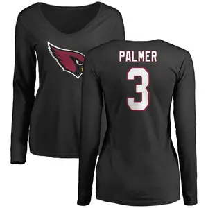 Women's Carson Palmer Arizona Cardinals Name & Number Logo Slim Fit Long Sleeve T-Shirt - Black
