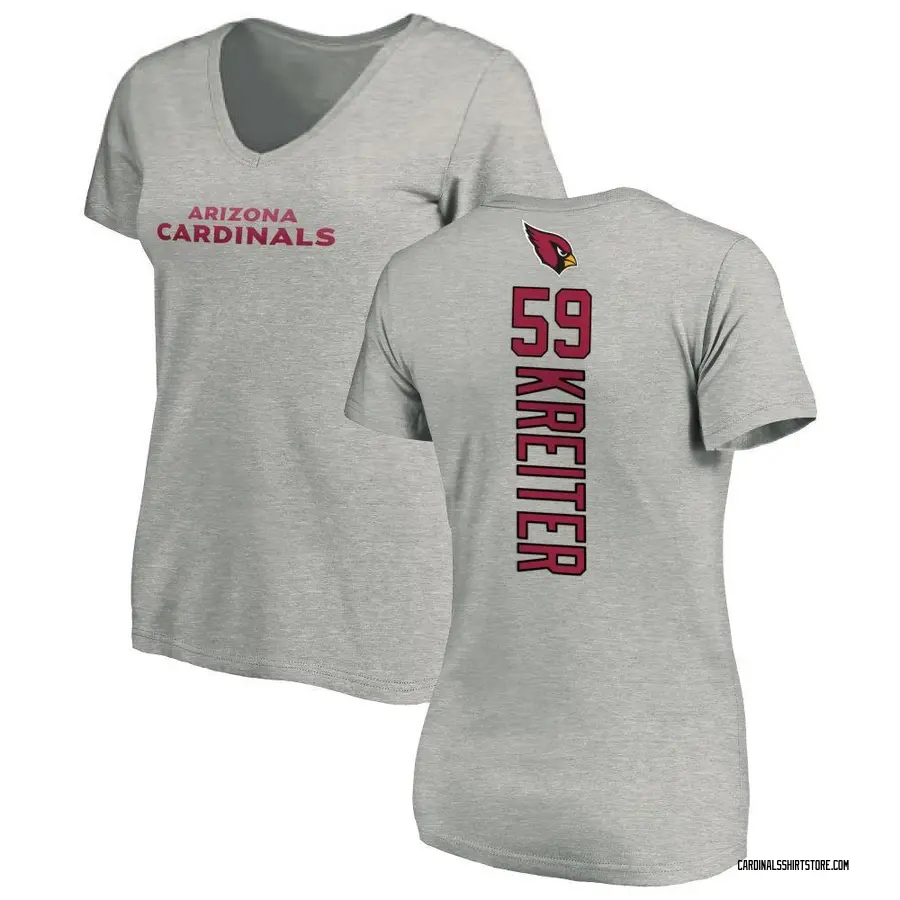 Women's Casey Kreiter Arizona Cardinals Backer V-Neck T-Shirt - Ash