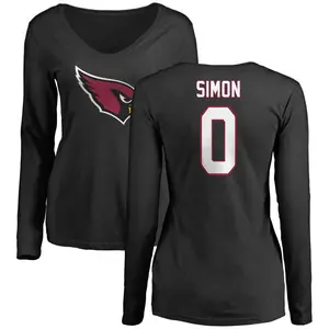Women's Cody Simon Arizona Cardinals Name & Number Logo Slim Fit Long Sleeve T-Shirt - Black