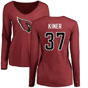 Women's Corey Kiner Arizona Cardinals Name & Number Logo Slim Fit Long Sleeve T-Shirt - Maroon