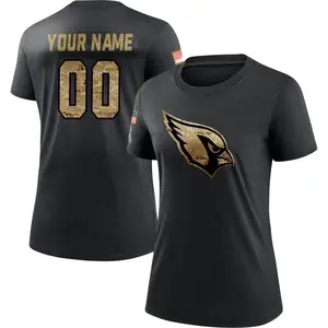 Women's Custom Arizona Cardinals Black Custom 2020 Salute To Service Performance T-Shirt