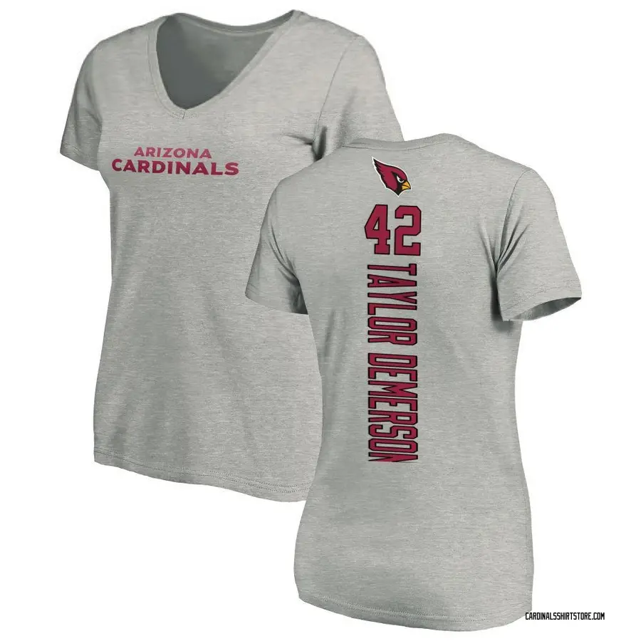 Women's Dadrion Taylor-Demerson Arizona Cardinals Backer V-Neck T-Shirt - Ash