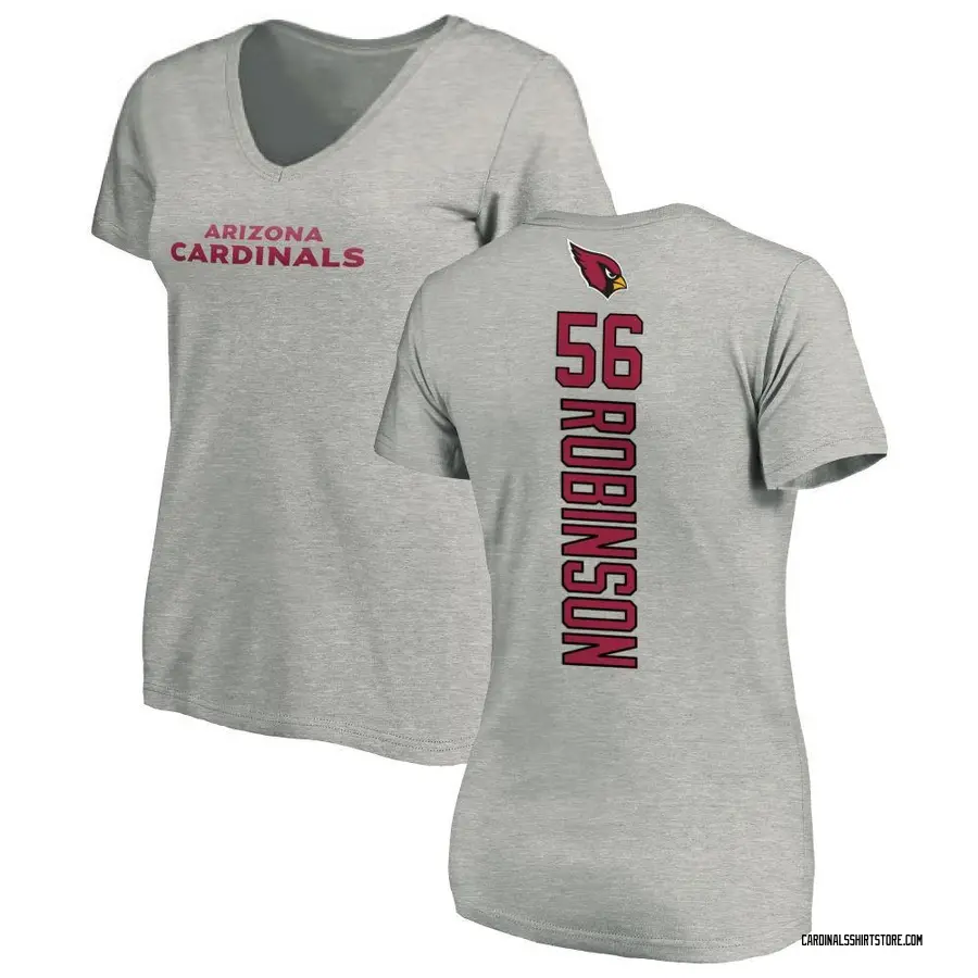 Women's Darius Robinson Arizona Cardinals Backer V-Neck T-Shirt - Ash