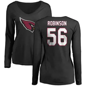 Women's Darius Robinson Arizona Cardinals Name & Number Logo Slim Fit Long Sleeve T-Shirt - Black