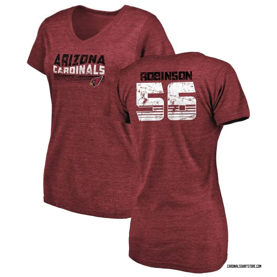 Women's Darius Robinson Arizona Cardinals Retro Tri-Blend V-Neck T-Shirt - Cardinal