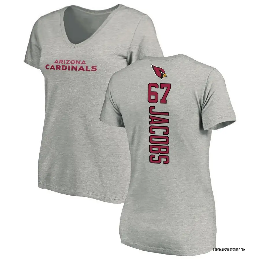 Women's Demontrey Jacobs Arizona Cardinals Backer V-Neck T-Shirt - Ash