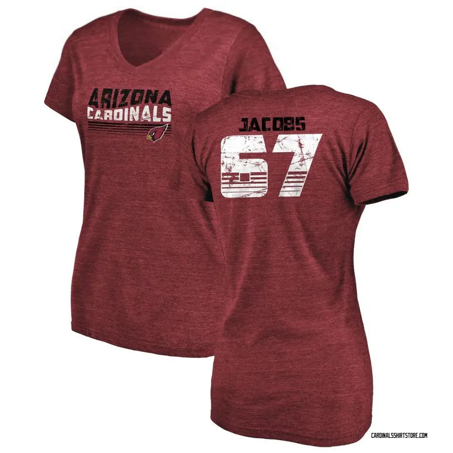 Women's Demontrey Jacobs Arizona Cardinals Retro Tri-Blend V-Neck T-Shirt - Cardinal