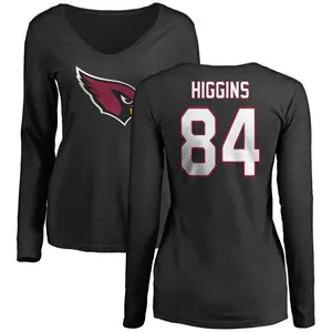 Women's Elijah Higgins Arizona Cardinals Name & Number Logo Slim Fit Long Sleeve T-Shirt - Black