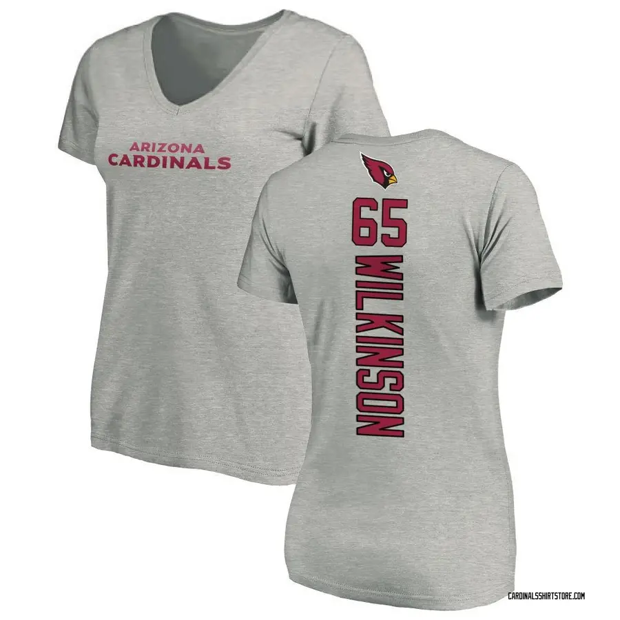Women's Elijah Wilkinson Arizona Cardinals Backer V-Neck T-Shirt - Ash